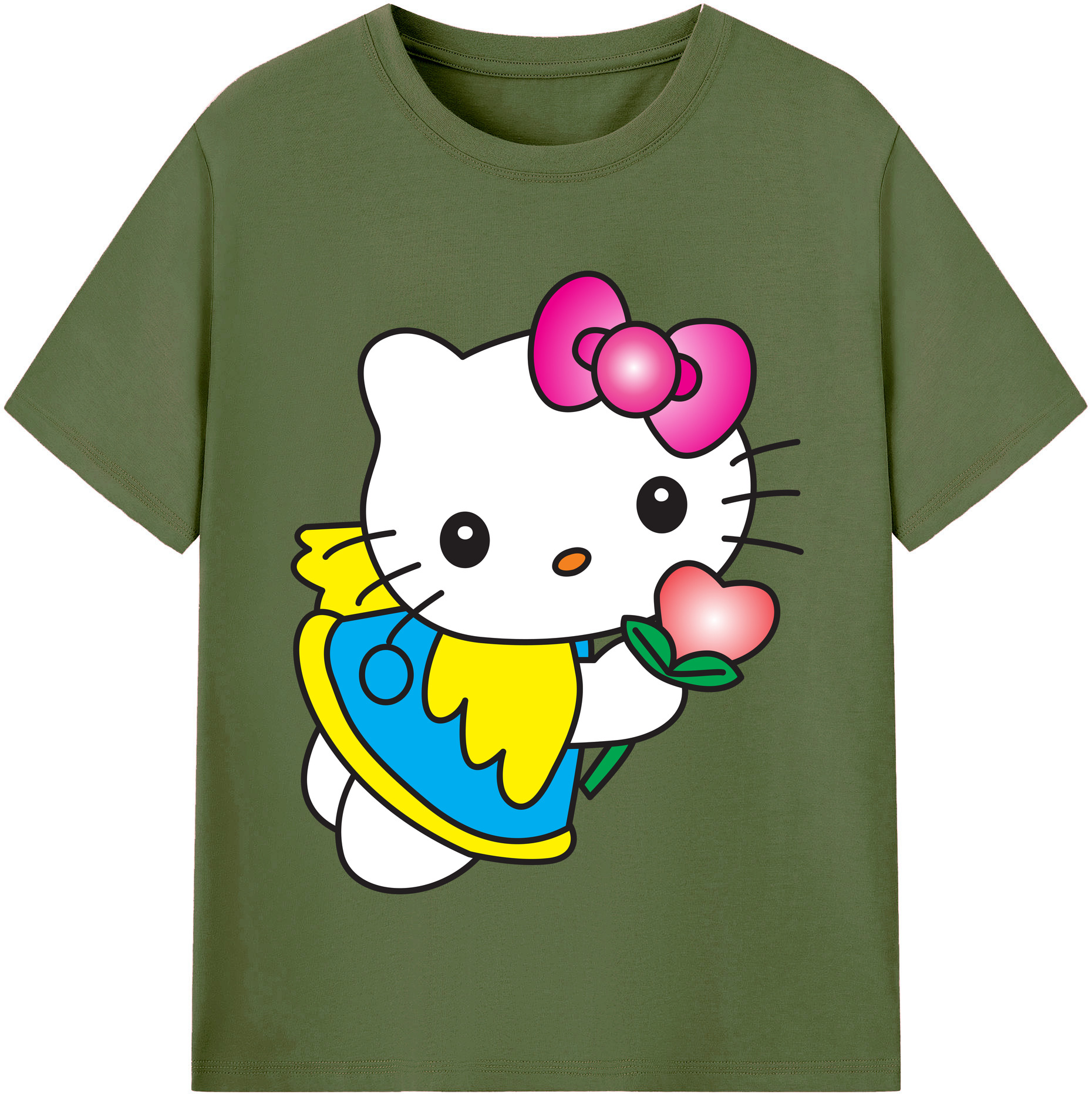 （画像用） Hello Kitty ハローキティ 綿100％半袖Tシャツ（フロントプリント）